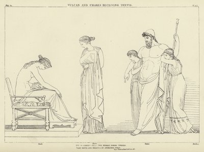 Vulcain et Chares recevant Thétis - John Flaxman